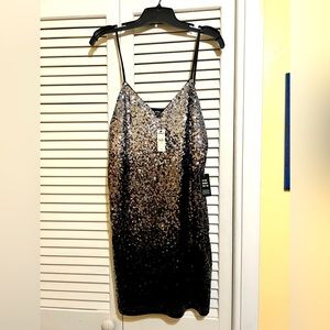 Express black sequined party mini dress